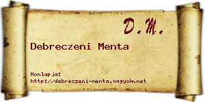 Debreczeni Menta névjegykártya